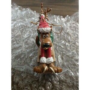 Vintage Hanna Barbera Scooby-Doo On Sled Ornament Christmas Scrappy Doo 1997